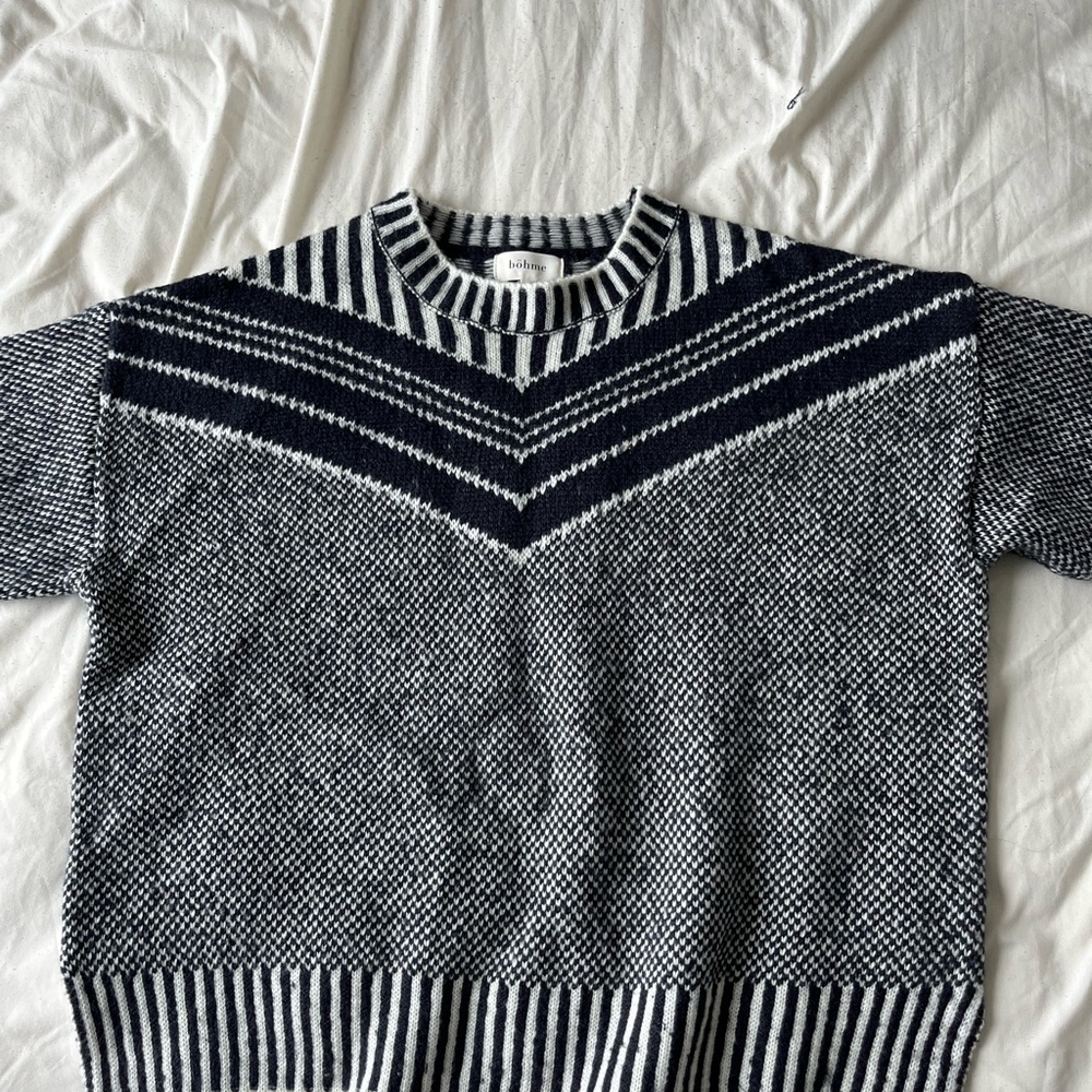 Bohme Sweater Navy Blue and White